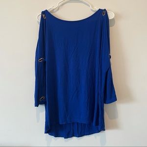 Blue split sleeve top